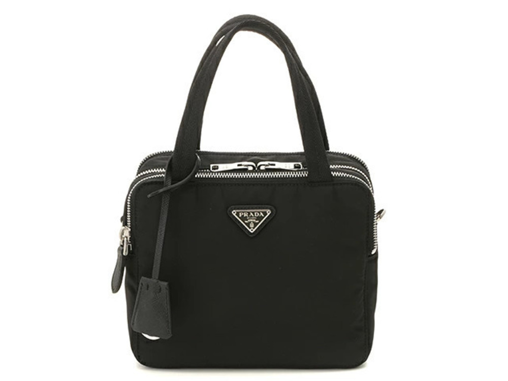 Prada shoulder bag black calfskin canvas HU